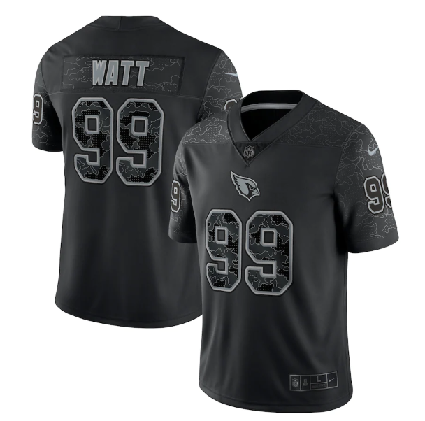 Men's Arizona Cardinals #99 J.J. Watt Black Reflective Limited Stitched Football Jersey Men's Arizona Cardinals #99 J.J. Watt Black Reflective Limited Stitched Football Jersey